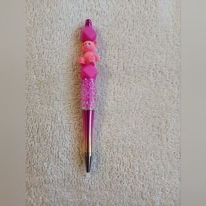 Pink Glitter Teddy Top Ballpoint Pen